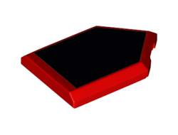 Tile, Modified 2 x 3 Pentagonal with Black Pentagon Pattern, Red (22385pb184 / 6291048)