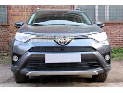 Защита радиатора Toyota Rav 4 2015-2019 (с камерой) black верх PREMIUM