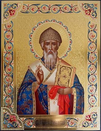 Спиридон Тримифунтский, святитель. Рукописная православная икона.