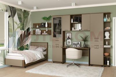 Композиция детской ГРЕЙС корпус Гикори Джексон Темный/фасад Латте Матовый