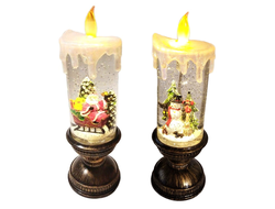 Большая LED Свеча новогодняя музыкальная,  31*11*11см, ДВА ВИДА: Дед Мороз в санях/Снеговик