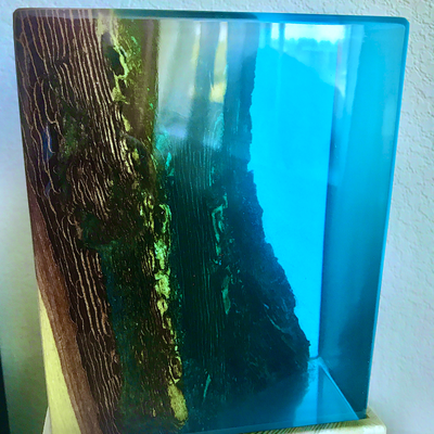 светильник из смолы, ночник из смолы и дерева, светильник из эпоксидной смолы, лампа из смолы и спил