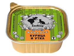 КОРМ ДЛЯ КОШЕК ZOORING: ПАШТЕТ КУРИЦА И УТКА 100ГР
