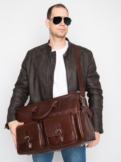 Кожаный саквояж Fabriano premium brown (арт. 4008-53)
