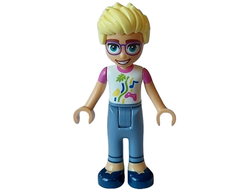 Friends Olly - White Shirt with Dark Pink Short Sleeves, Sand Blue Trousers, Dark Blue Shoes, n/a (frnd630)