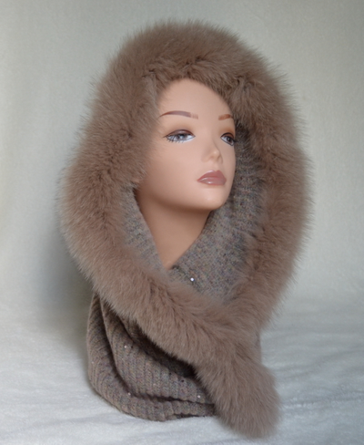 Женский шарф труба с мехом Италия Vizio фото итальянских шарфов