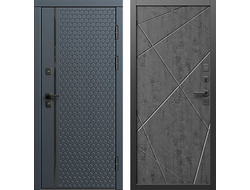 Дверь входная Simple Графит с панелью бетон Лучи