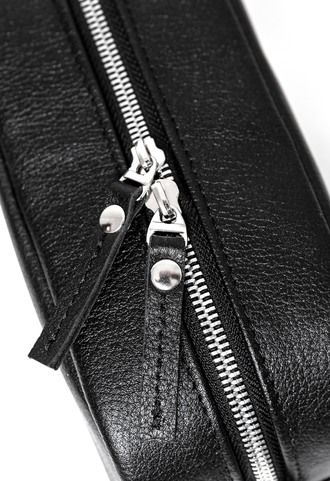 Черная кожаная сумка Cube Black с двумя ремнями (тканевым и кожаным)
