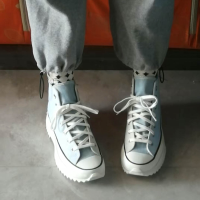 летние кеды Converse Run Star Hike 3 panel голубые высокие 3-х цветные  купить онлайн 171894C