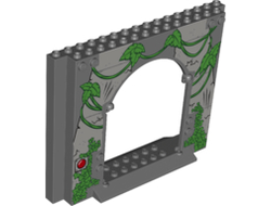 Panel 4 x 16 x 10 with Leaves, Vines and Red Button Pattern, Dark Bluish Gray (15626pb06 / 6223204)