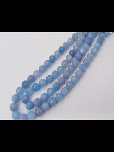 Агат тонированный  на нити  10мм голубой