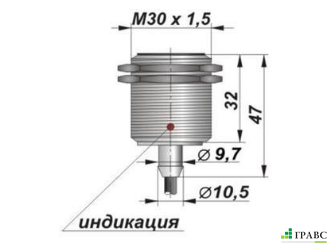 Индуктивный датчик цилиндрический с резьбой И30-NC-PNP-HT(Л63, Lкаб=3м)