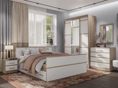 Сакура Кровать 1,6м LIGHT Дуб сонома/белый