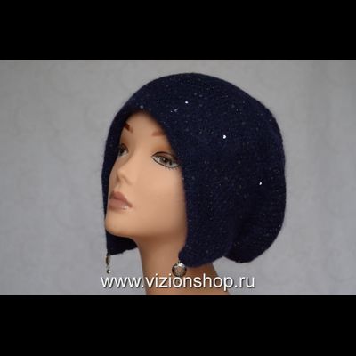 Шапка ушанка женская вязаная Италия Vizio 6463 зима 2019 - 2020 синяя