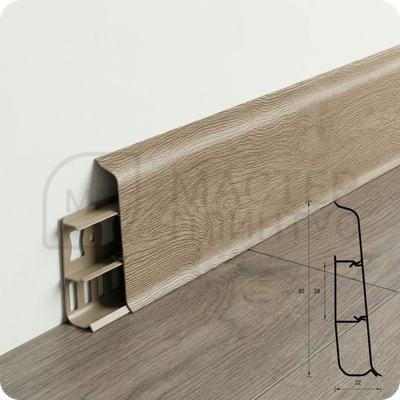 Плинтус ПВХ Идеал Деконика 85 мм. Дуб капучино 205
