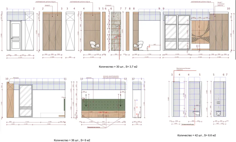 Пример расчета количества панелей (стены).