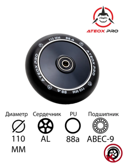 Колесо для трюкового самоката ATEOX PRO AL 110 (BLACK)