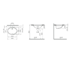 Раковина встраиваемая снизу VitrA Arkitekt, белая, 52 см, 6069B003-0012