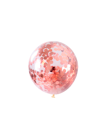 Прозрачный воздушный шар с круглым конфетти розовое золото