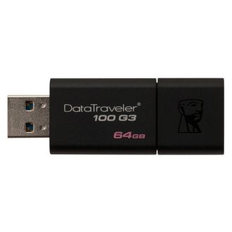 Флеш-память Kingston DataTraveler 100 G3, 64Gb, USB 3.0, черный, DT100G3/64GB
