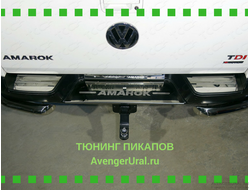 Накладки на задний бампер (лист зеркальный надпись Amarok)