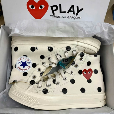 Заказать не дорогие Кеды Converse Comme des Garçons белые высокие в горошек 157249c
