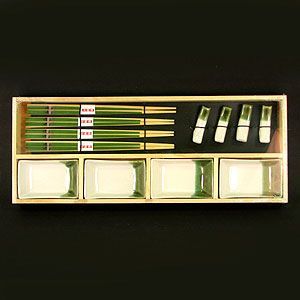 Набор для суши на 4 персоны светло-зеленый в бамбуковой коробке