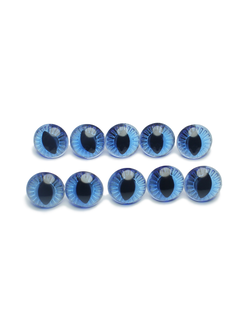 Глаза живые синие с лучиками, кошачий зрачок, диаметр 20 мм, 1000 шт (Оптом)