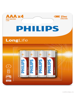 Батарейка Philips R03 BL-4 (48)(144)