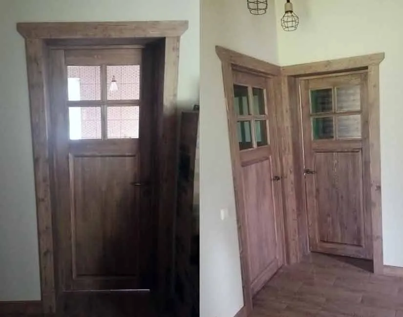 Дверка массив сосны без отделки. Фото в интерьере  загородного дома после самостоятельной покраски!!!