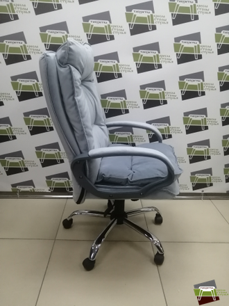 Кресло Кр85 ТГ СП ХРОМ HT12 (ткань серо-голубая)