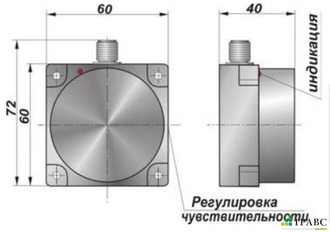 Индуктивный датчик с аналоговым выходом ИДА39-U-PNP-Р 60х60х40