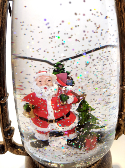 Новогодний музыкальный фонарик "Дед Мороз" со снегом и USB кабелем, 25х10х10см (6 видов)