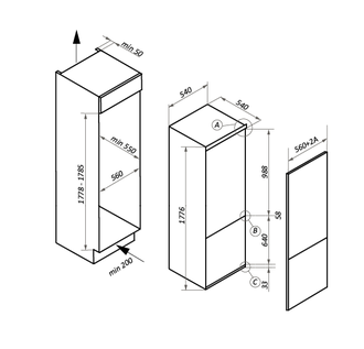 Холодильник встраиваемый двухкамерный MAUNFELD MBF177NFFW