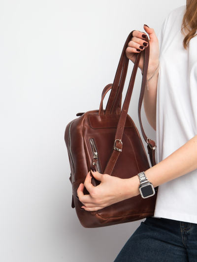 Женский кожаный рюкзак Anzolla cognac (арт. 3040-03)