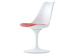 Кресло N-8 Tulip style BR белое c красной подушкой