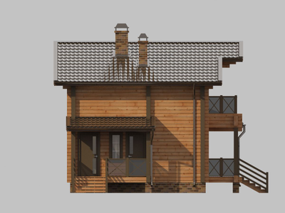 Двухэтажный дом из клееного бруса КБ-08, 100 м2