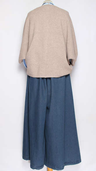 Жилет кимоно на пуговицах "ЧЕРЕПАХА" джинс, св.бежевый, бежевый до р.56