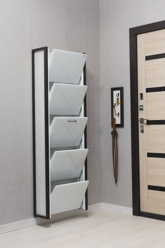 Обувница Айрон-5 Комфорт (фасад стекло белое)