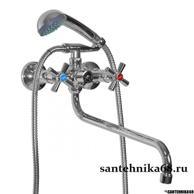 Смеситель для ванны и умывальника MIXLINE ML09-02 с картриджем и душем Микслайн