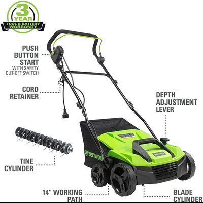 Электрический аэратор-скарификатор Greenworks GDT15