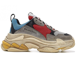 Balenciaga Triple S Красно-голубые-коричневые