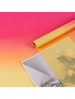 Пленка матовая/глянцевая "Gradient Gloss" 58см*10м Манго / Малиновый ПР35/1
