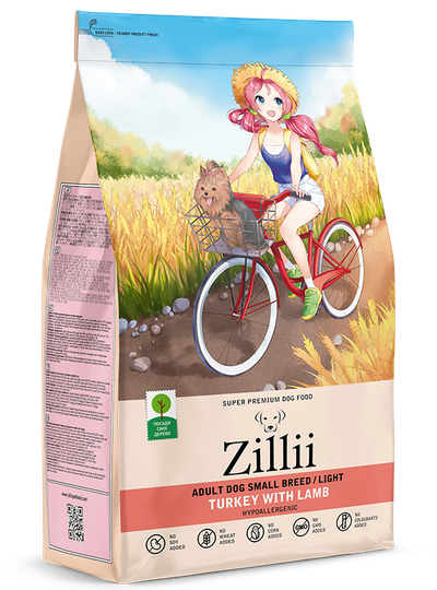 ZILLII Adult Dog Small Breed Light,сухой корм для собак мелких пород с избыточным весом, 3 кг Индейка с Ягненком