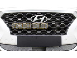 Защита радиатора Hyundai Santa Fe 2018- с датчиком ACC chrome низ