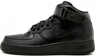 Nike Air Force 1 Mid All Black с мехом