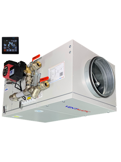 КОМПАКТНАЯ ПРИТОЧНАЯ УСТАНОВКА 1000 м3/ч ВОДЯНОЙ НАГРЕВ, 1 фаза 230В (модель VMPU-W-1000-1)