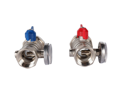 Комплект ROMMER прямых шаровых кранов с термометрами 1"