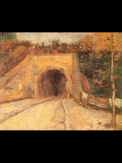 Картина обогреватель, репродукция Ван Гога Железная дорога с пешеходным переходом