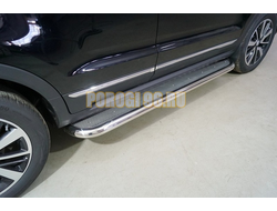 Пороги с площадкой (нерж. лист) 60,3 мм ТСС для Changan CS55 2WD 1.5T 2022-